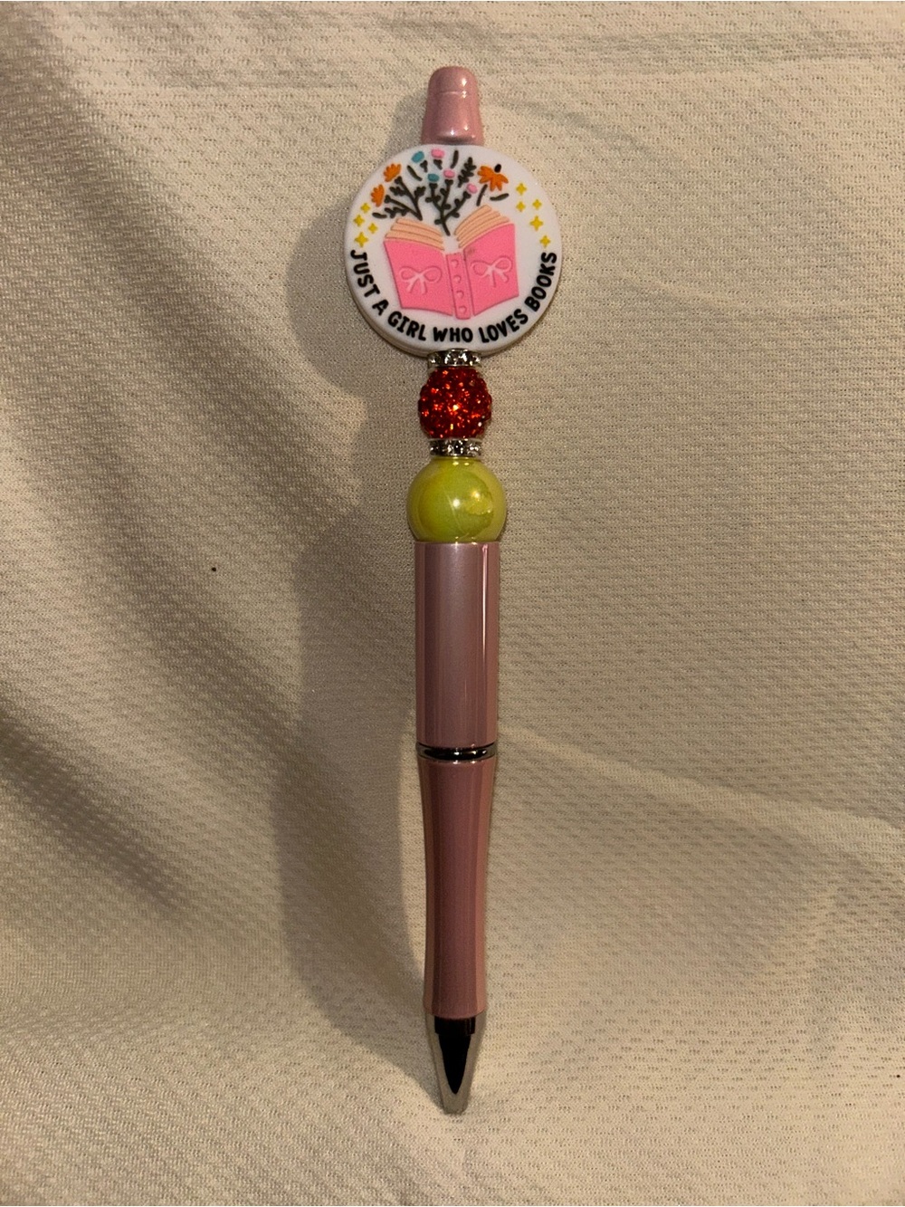 Pink Novelty Pen — "Just a Girl Who Loves Books"